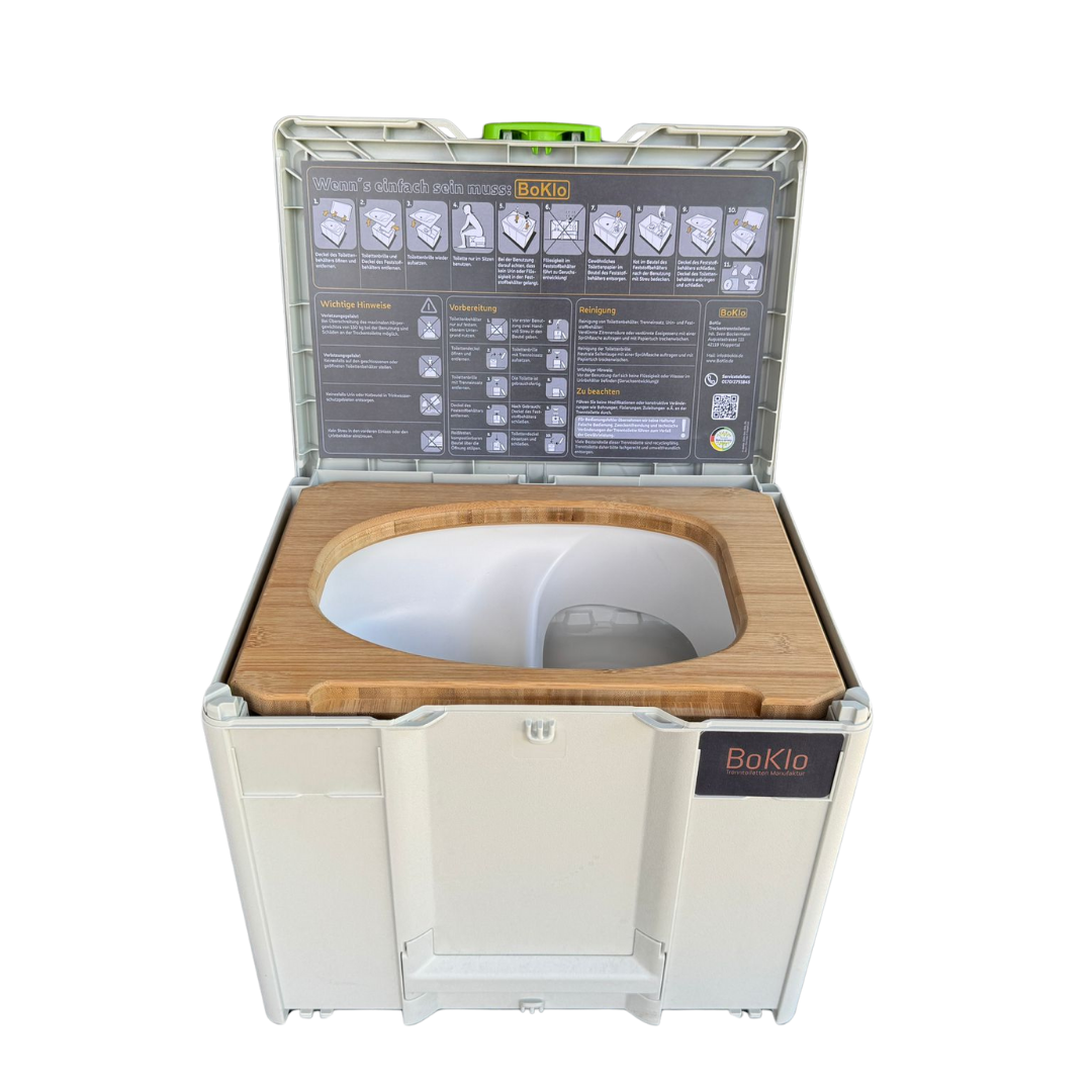 BoKlo to Go Trenntoilette im Festool Systainer M337, kompakt, tragbar, ideal für Handwerker, Camper und Outdoor-Abenteuer.